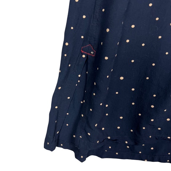 Ines De La Fressange by UNIQLO Navy and Pink Polka Dot Long Sleeve Shirt Dress - Picture 7 of 9